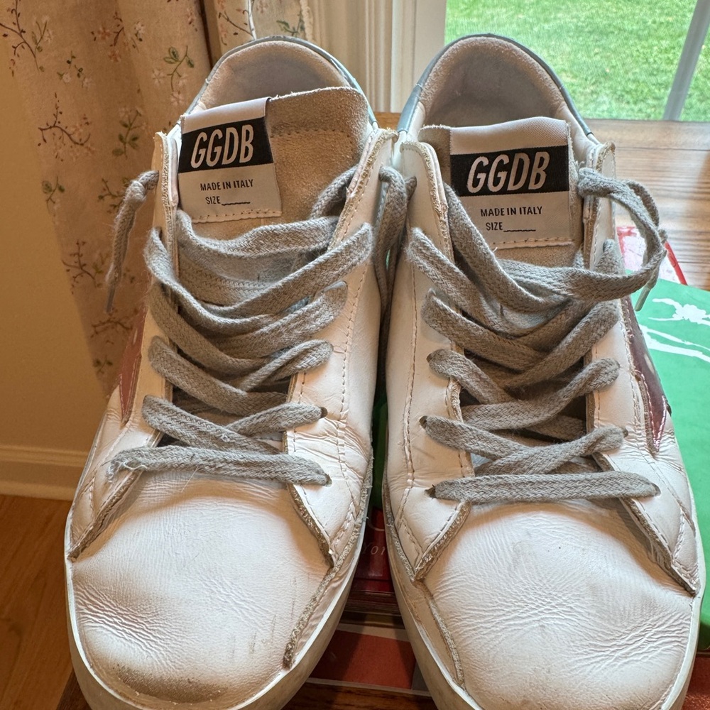 Golden Goose Superstar Sneakers in White and Gray